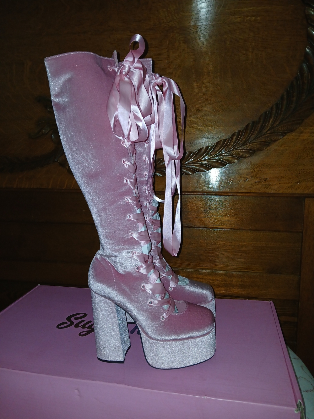 Pink Lace Up Boots - Picture 13 of 16